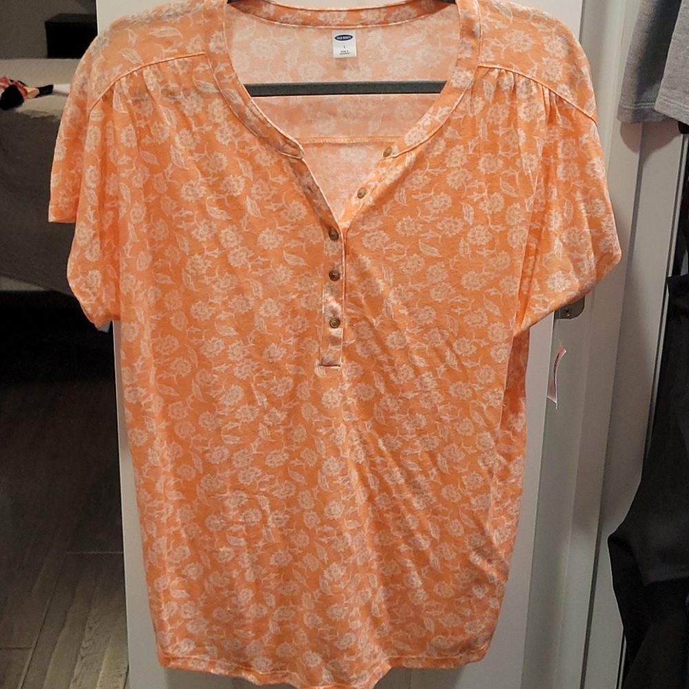Old Navy Linen/Polyester blend floral shirt